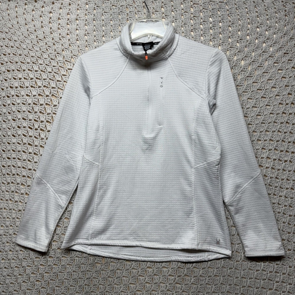 Spider Active Sweatshirt Women XL White Long Sleeve 1/2 Zip Waffle